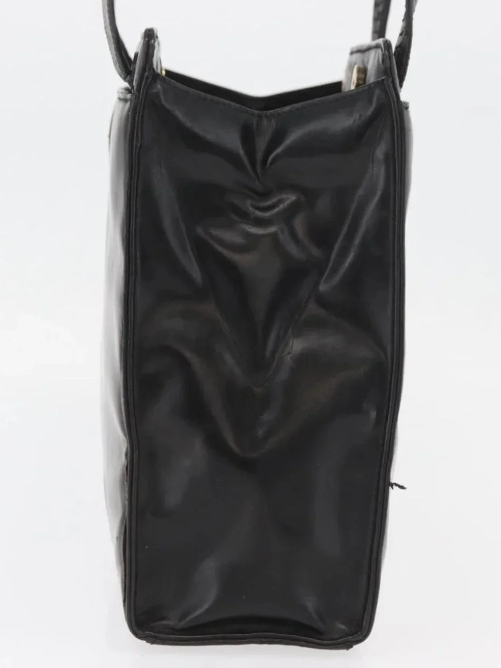 CHANEL Tote Bag Patent leather Black Gold CC Auth bs34158